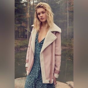 Avec Les Filles Women's Pink Shearling Jacket